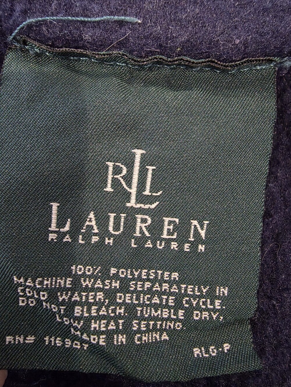 Vintage Lauren Ralph Lauren Polo Bear Fleece Throw Blanket Navy Blue (READ) - Picture 4 of 4